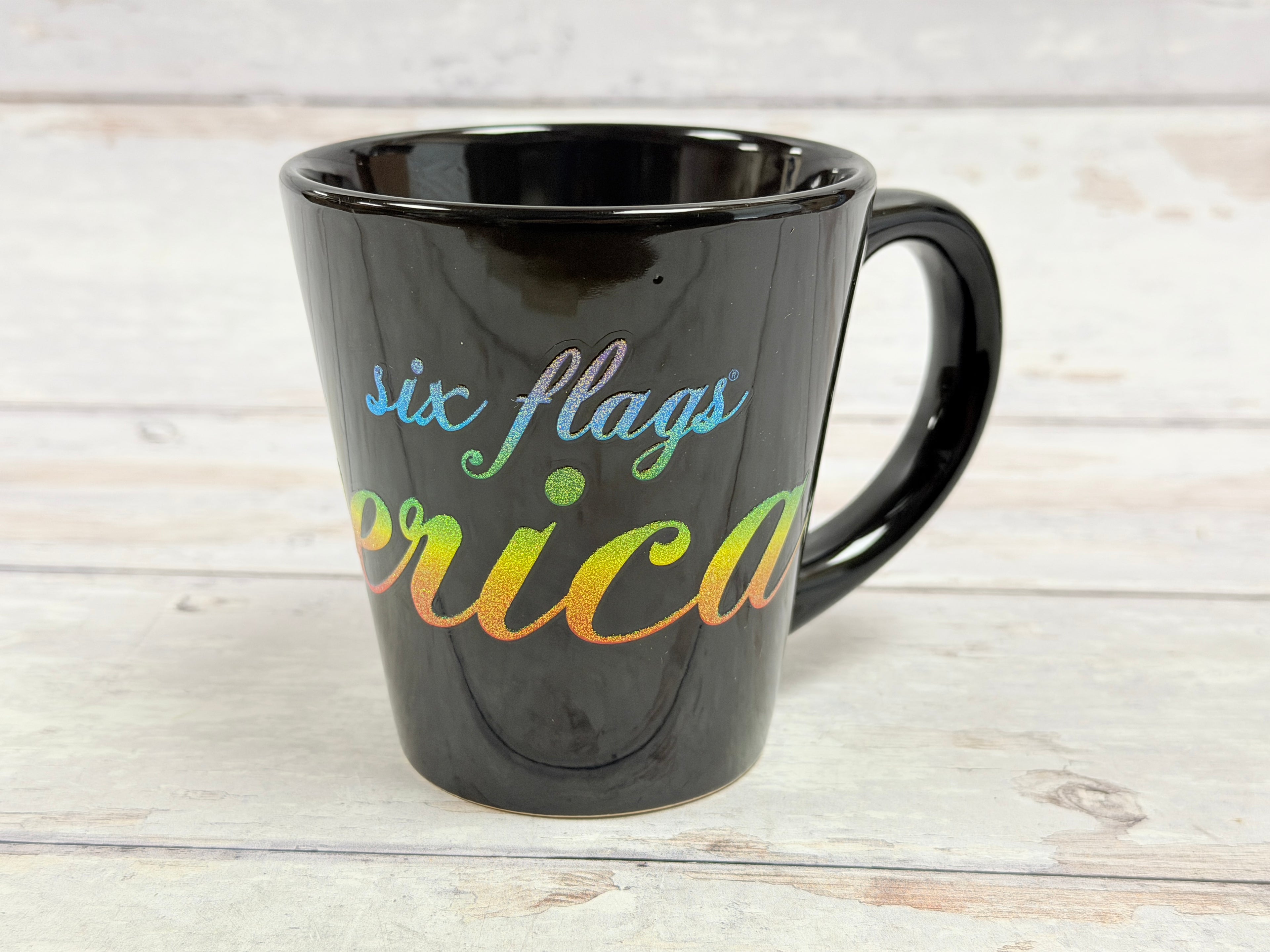 Six Flags America Black Commemorative Coffee Mug