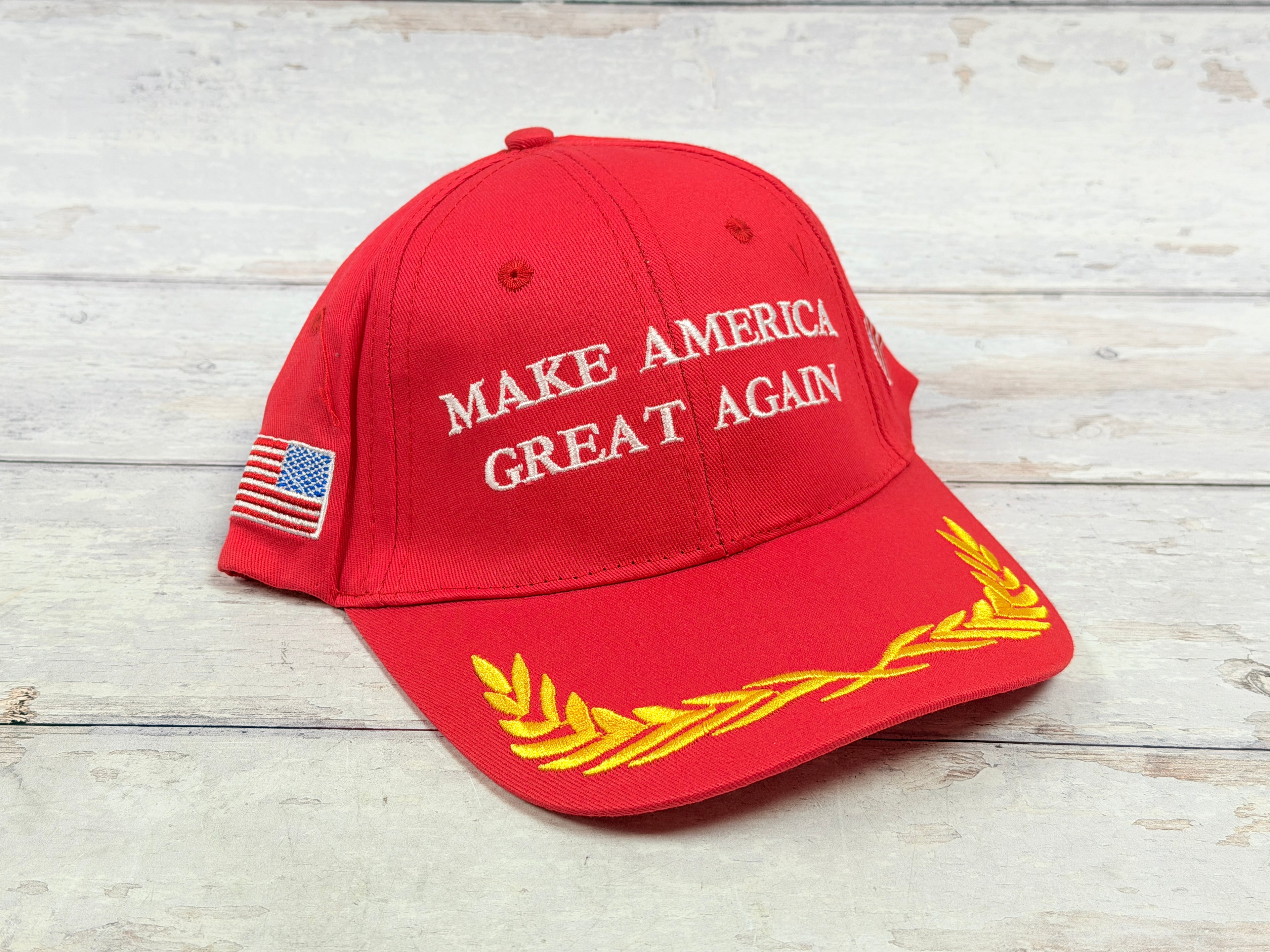 Make America Great Again Hat Gold Leaves Embroidered Baseball Cap (MAGA)