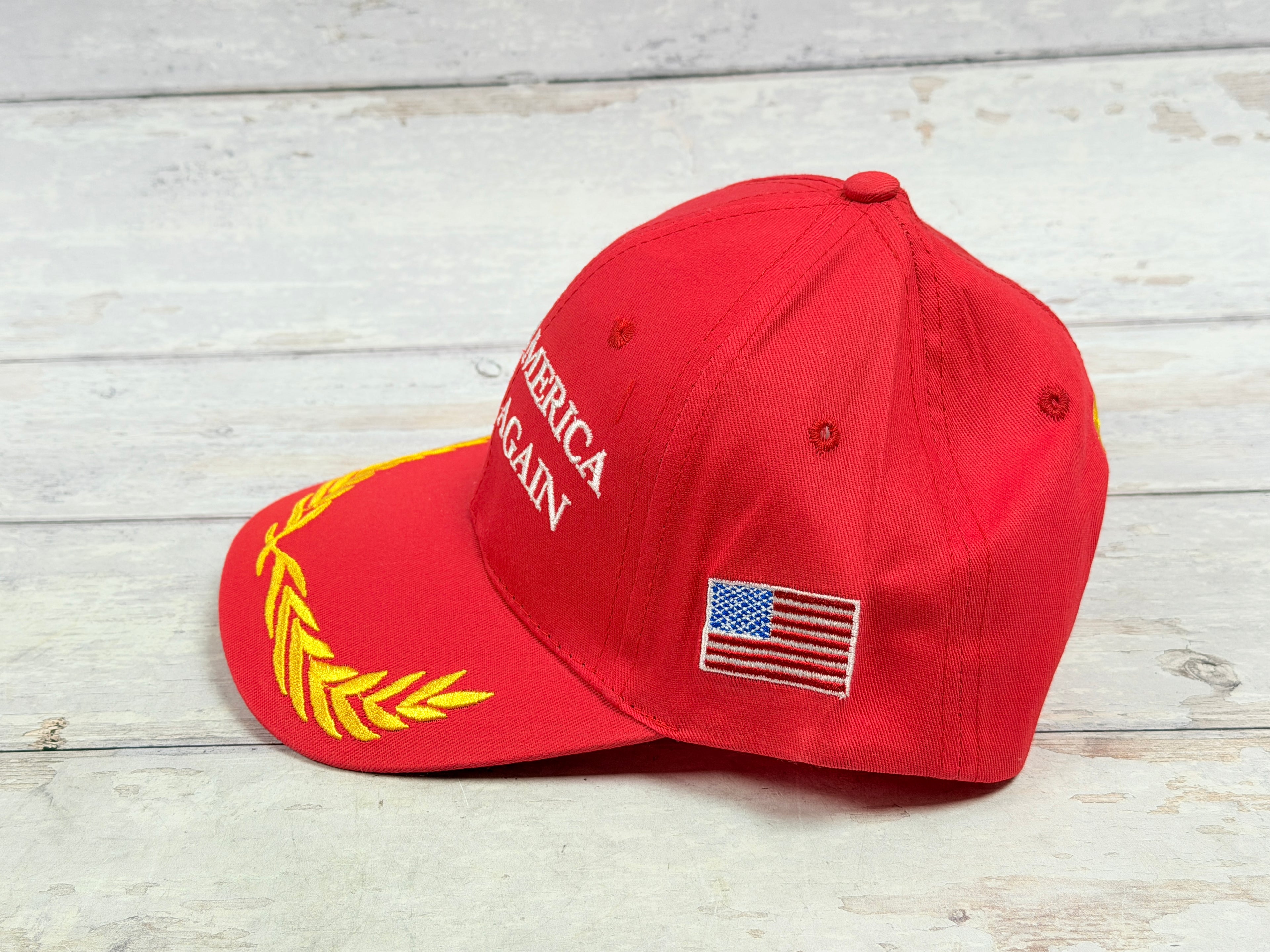 Make America Great Again Hat Gold Leaves Embroidered Baseball Cap (MAGA)