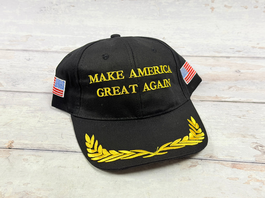Make America Great Again Hat Gold Leaves Embroidered Baseball Cap (MAGA)