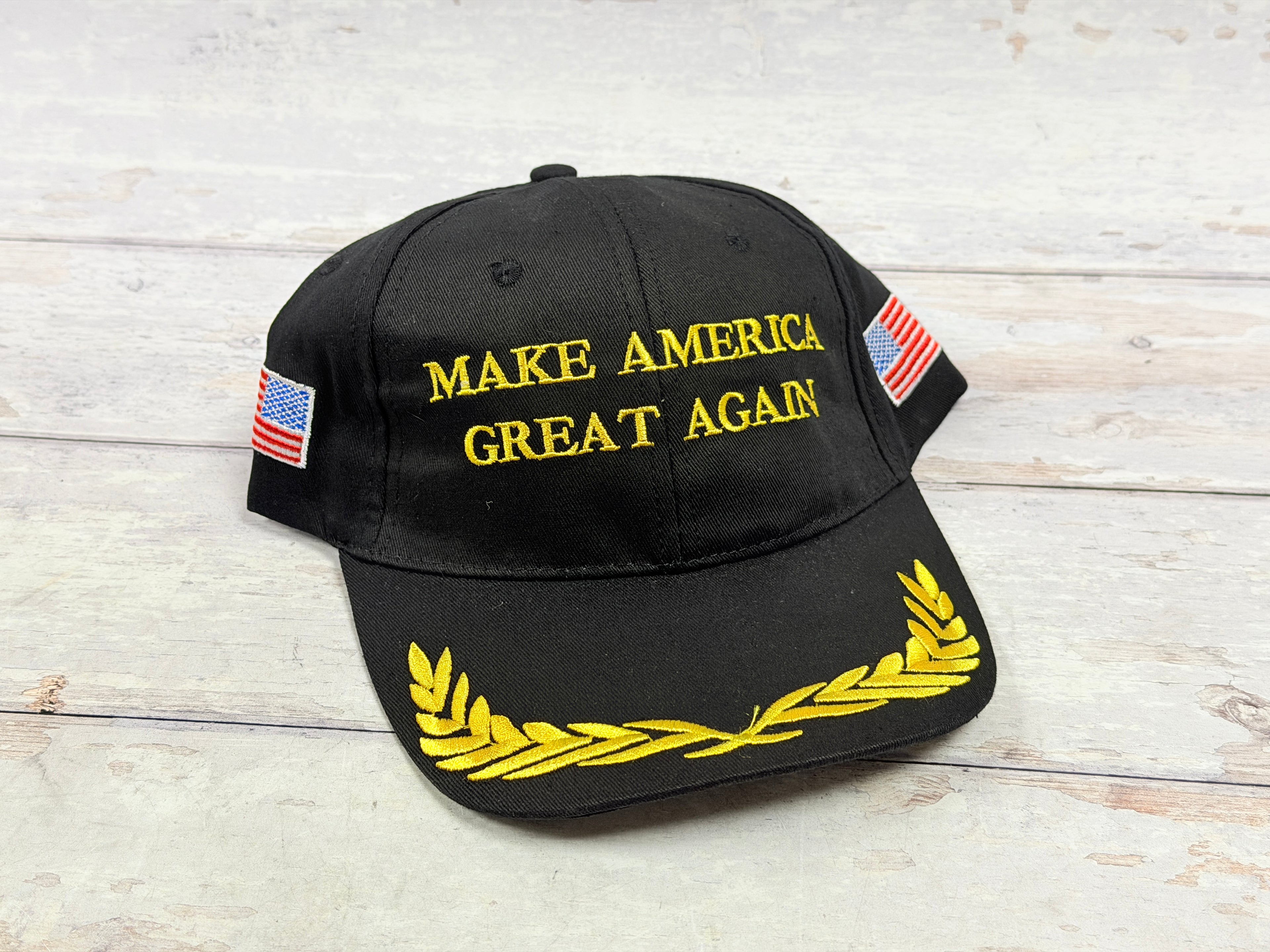 Make America Great Again Hat Gold Leaves Embroidered Baseball Cap (MAGA)