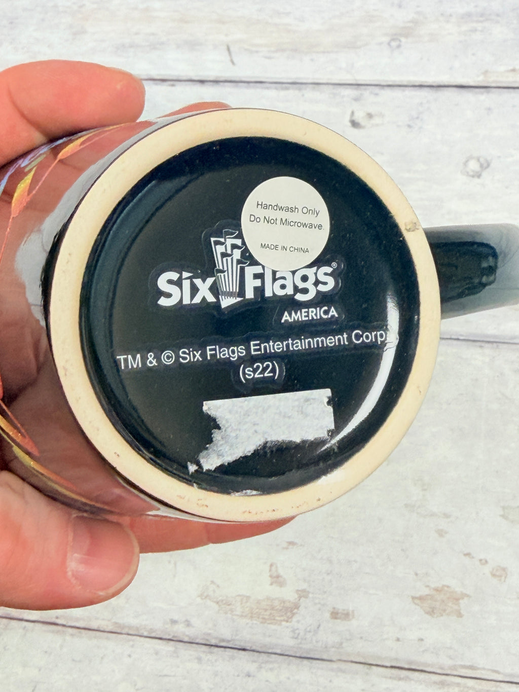 Six Flags America Black Commemorative Coffee Mug