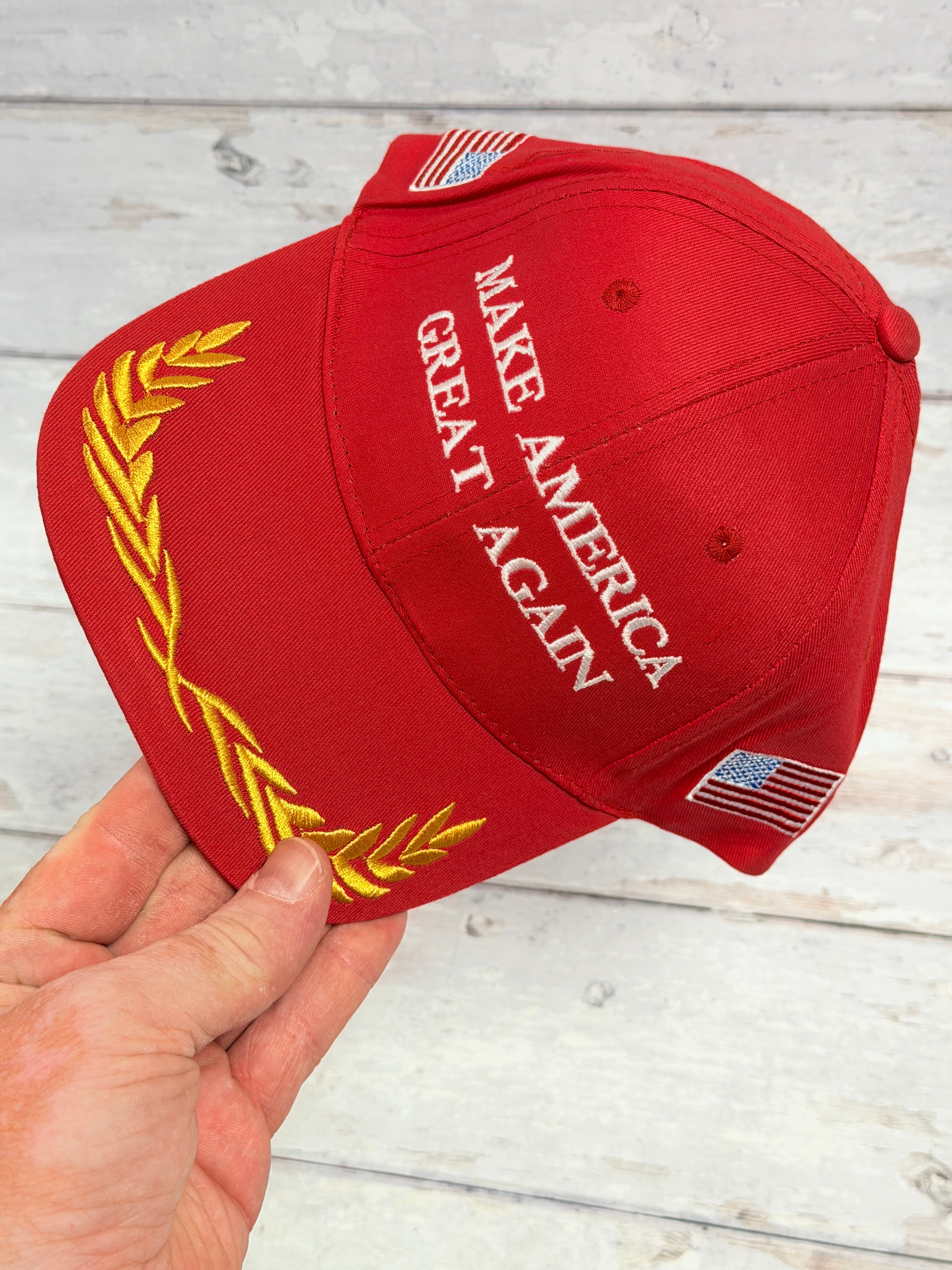 Make America Great Again Hat Gold Leaves Embroidered Baseball Cap (MAGA)